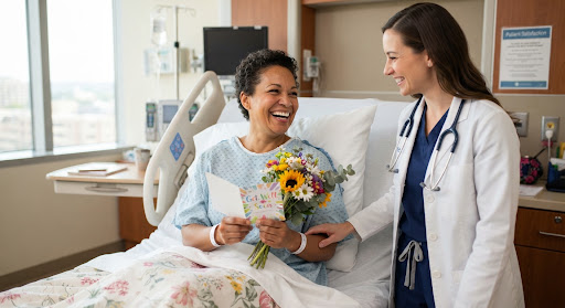 Patient celebrating progress